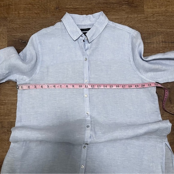 TAHARI 100% Linen Longline Button Down Tunic Shirt Long Sleeve Size L - Picture 7 of 7